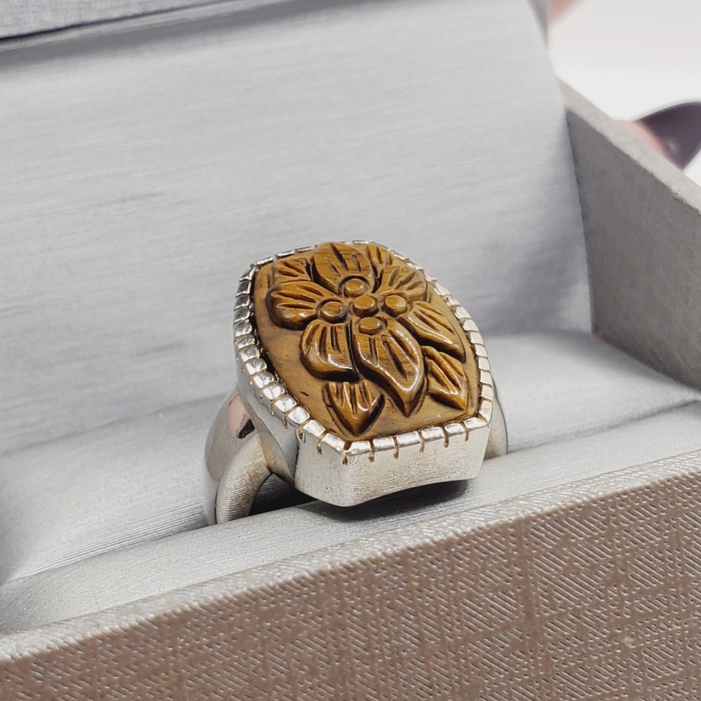 Tigers Eye Silver Ring - Picture 3 of 8